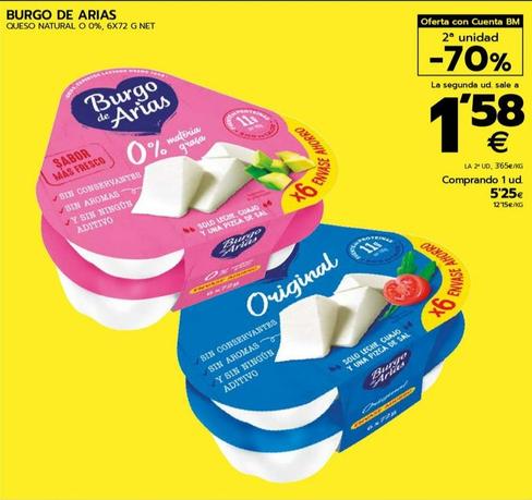 Oferta de Burgo De Arias - Queso natural o 0% por 5,25€ en BM Supermercados