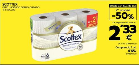 Oferta de Scottex - Papel Higiénico Dermo Cuidado por 4,65€ en BM Supermercados