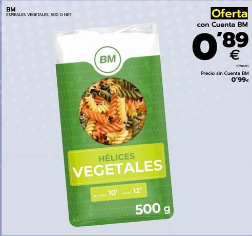 Oferta de Bm - Espirales Vegertales por 0,89€ en BM Supermercados