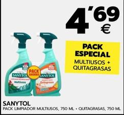 Oferta de Sanytol - Pack Limpiador Multiusos + Quitagrasas por 4,69€ en BM Supermercados