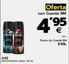 Oferta de Axe - Desodorante Gama por 5,49€ en BM Supermercados