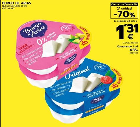 Oferta de Burgo De Arias - Queso Natural O 0% por 4,35€ en BM Supermercados