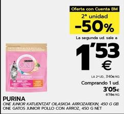 Oferta de Purina - One Gatos Junior Pollo Con Arroz por 3,05€ en BM Supermercados