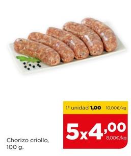 Oferta de Chorizo Criollo por 1€ en Alimerka