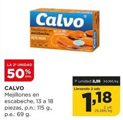 Oferta de Calvo - Mejillones En Escabeche por 2,35€ en Alimerka
