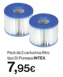 Oferta de Intex - Pack De 2 Cartuchos Filtro Tipo S1 Purespa por 7,95€ en Hipercor