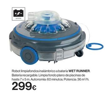 Oferta de Wet Runner  - Robot Limpiafondos inalámbrico a Bateria por 299€ en Hipercor