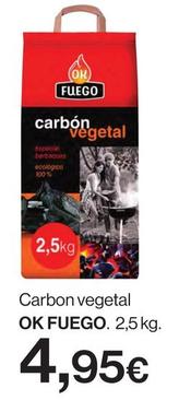Oferta de Ok Fuego - Carbón Vegetal por 4,95€ en Hipercor