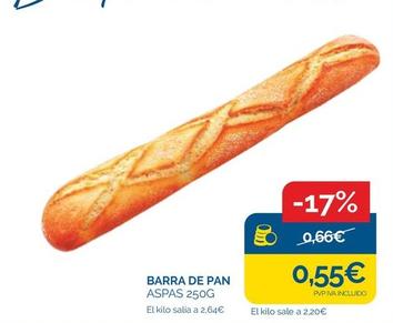 Oferta de Pan de barra por 0,55€ en Cash Ecofamilia