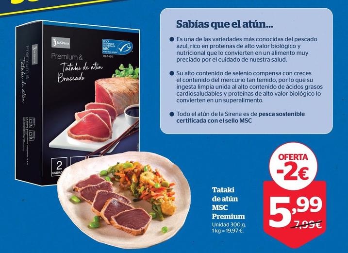 Oferta de Tataki De Atún MSC Premium por 5,99€ en La Sirena