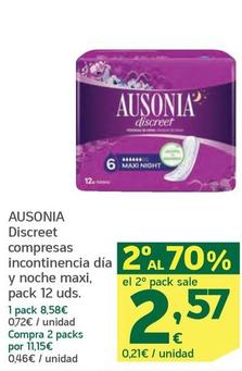 Oferta de Ausonia - Discreet Compresas Incontinencia Dia Y Noche Maxi por 8,58€ en HiperDino