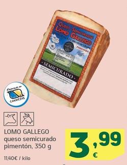 Oferta de Lomo Gallego - Queso Semicurado Pimentón por 3,99€ en HiperDino
