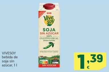 Oferta de Vivesoy - Bebida De Soja Sin Azúcar por 1,39€ en HiperDino