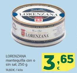 Oferta de Lorenzana - Mantequilla Con O Sin Sal por 3,65€ en HiperDino