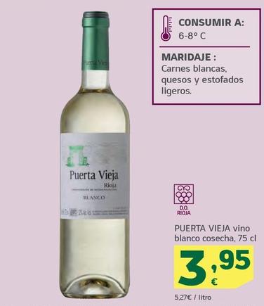 Oferta de Puerta Vieja - Vino Blanco Cosecha por 3,95€ en HiperDino