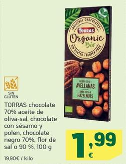 Oferta de Torras - Chocolate 70% Aceite De Oliva-sal por 1,99€ en HiperDino