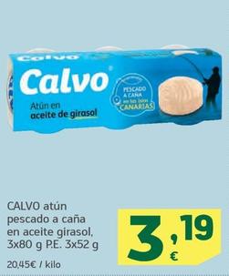 Oferta de Calvo - Atun Pescado A Cana En Aceite De Girasol por 3,19€ en HiperDino
