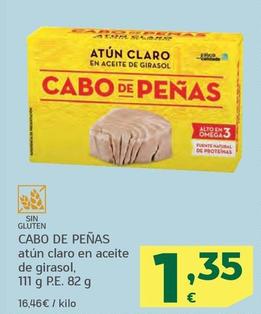 Oferta de Cabo De Peñas - Atun Claro En Aceite De Girasol por 1,35€ en HiperDino