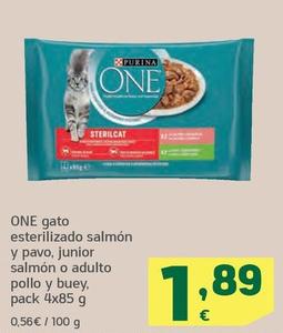 Oferta de Purina One - Gato Esterilizado Salmón Y Pavo por 1,89€ en HiperDino