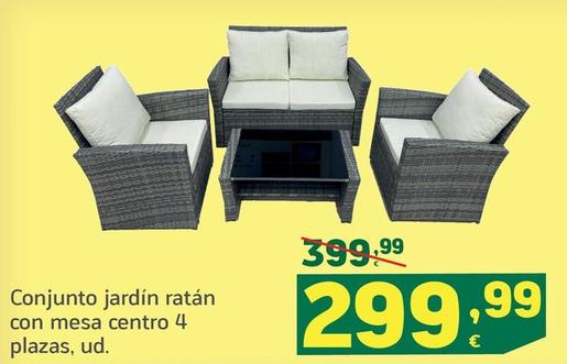 Oferta de Conjunto Jardin Ratan Con Mesa Centro 4 Plazas por 299,99€ en HiperDino