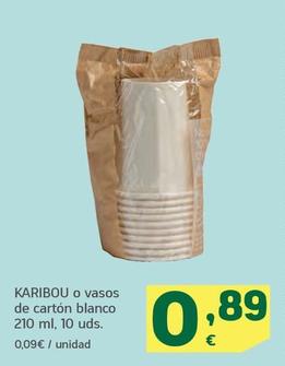 Oferta de Karibou - O Vasos De Carton Blanco por 0,89€ en HiperDino