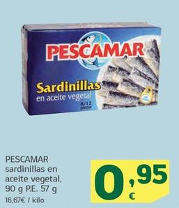 Oferta de Pescamar - Sardinillas En Aceite Vegetal por 0,95€ en HiperDino