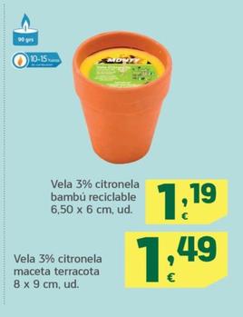 Oferta de Vela 3% Citronela Bambu Reciclable por 3,19€ en HiperDino