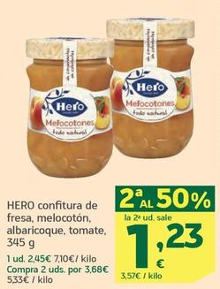 Oferta de Hero - Confitura De Fresa Melocoton Albaricoque Tomate por 2,45€ en HiperDino