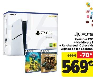 Oferta de Sony - Consola PS5 + Helldivers II + Uncharted: Colección Legado de los Ladrones por 519€ en Carrefour