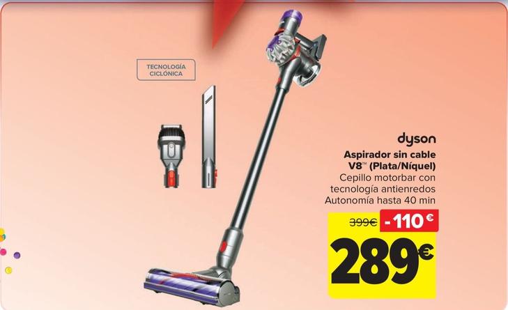 Oferta de Dyson - Aspirador Sin Cable V8™ (Plata/Níquel) por 289€ en Carrefour