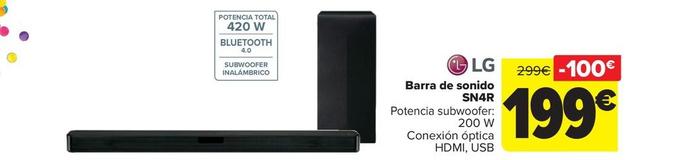 Oferta de LG - Barra De Sonido SN4R por 199€ en Carrefour