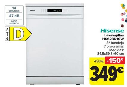 Oferta de Hisense - Lavavajillas HS623D10W por 349€ en Carrefour