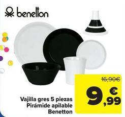 Oferta de Benetton - Vajilla gres 5 piezas Pirámide apilable  por 9,99€ en Carrefour