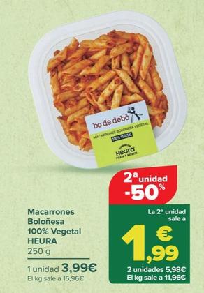 Oferta de HEURA - Macarrones Boloñesa  100% Vegetal   por 3,99€ en Carrefour