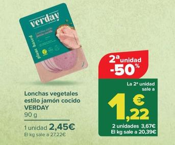 Oferta de Verday - Lonchas vegetales estilo jamón cocido por 2,45€ en Carrefour