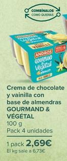 Oferta de Gourmand & Vegetal - Crema de chocolate  y vainilla con  base de almendras   por 2,69€ en Carrefour