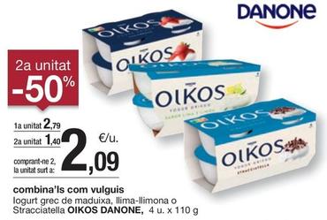 Oferta de Danone - Logurt Grec De Maduixa, Llima-llimona O Stracciatella Oikos por 2,79€ en BonpreuEsclat