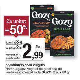 Oferta de Gozo - Hamburguesa Vegetal De Graellada De Verdures O D' Escalivada por 3,99€ en BonpreuEsclat
