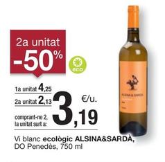 Oferta de Alsina&Sarda - Vi Blanc Ecologic DO Penedes por 4,25€ en BonpreuEsclat