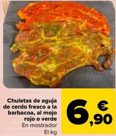Oferta de Chuletas De Aguja De Cerdo Fresco A La Barbacoa , Al Mojo Rojo O Verde por 6,9€ en Carrefour