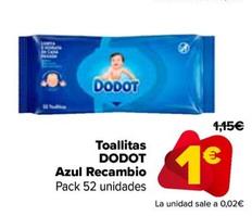 Oferta de Dodot - Toallitas Azul Recambio por 1€ en Carrefour