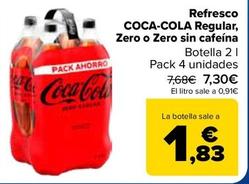 Oferta de Coca-Cola - Refresco  Regular Zero O Zero Sin Cafeína por 6,96€ en Carrefour