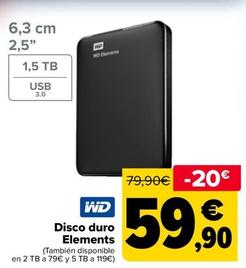 Oferta de Wc - Disco Duro  Elements por 59,9€ en Carrefour