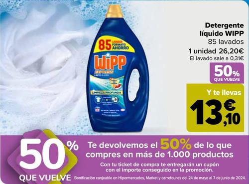 Oferta de Wipp - Detergente Líquido  por 26,2€ en Carrefour