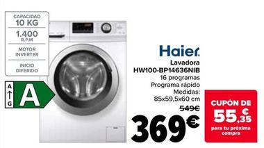 Oferta de Haier - Lavadora  Hw100-Bp14636Nib por 369€ en Carrefour