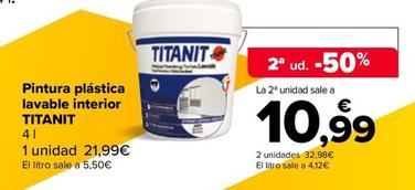 Oferta de Titanit - Pintura Plástica  Lavable Interior   por 21,99€ en Carrefour