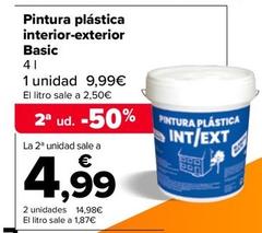 Oferta de Pintura Plástica  Interior-Exterior  Basic por 9,99€ en Carrefour