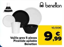 Oferta de Benetton - Vajilla Gres 5 Piezas Pirámide Apilable  por 9,99€ en Carrefour