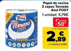 Oferta de Foxy - Papel De Cocina 3 Capas Tornado Azul  por 5,25€ en Carrefour