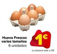 Oferta de Huevo Frescos Varios Tamaños por 1€ en Carrefour